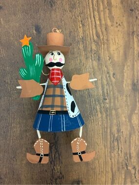 Southwestern Style Tin Cowboy Christmas Ornament